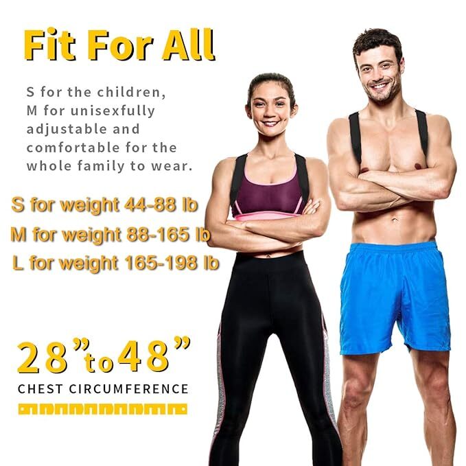 Posture Corrector For Men Women&children Upper Back Brace Adjustable And Effective Clavicle Support Device For Thoracic Kyphosis And Shoulder Neck Pain Relief By Aaiffey - Color: Black