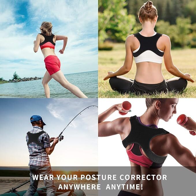 Posture Corrector For Men Women&children Upper Back Brace Adjustable And Effective Clavicle Support Device For Thoracic Kyphosis And Shoulder Neck Pain Relief By Aaiffey - Color: Black