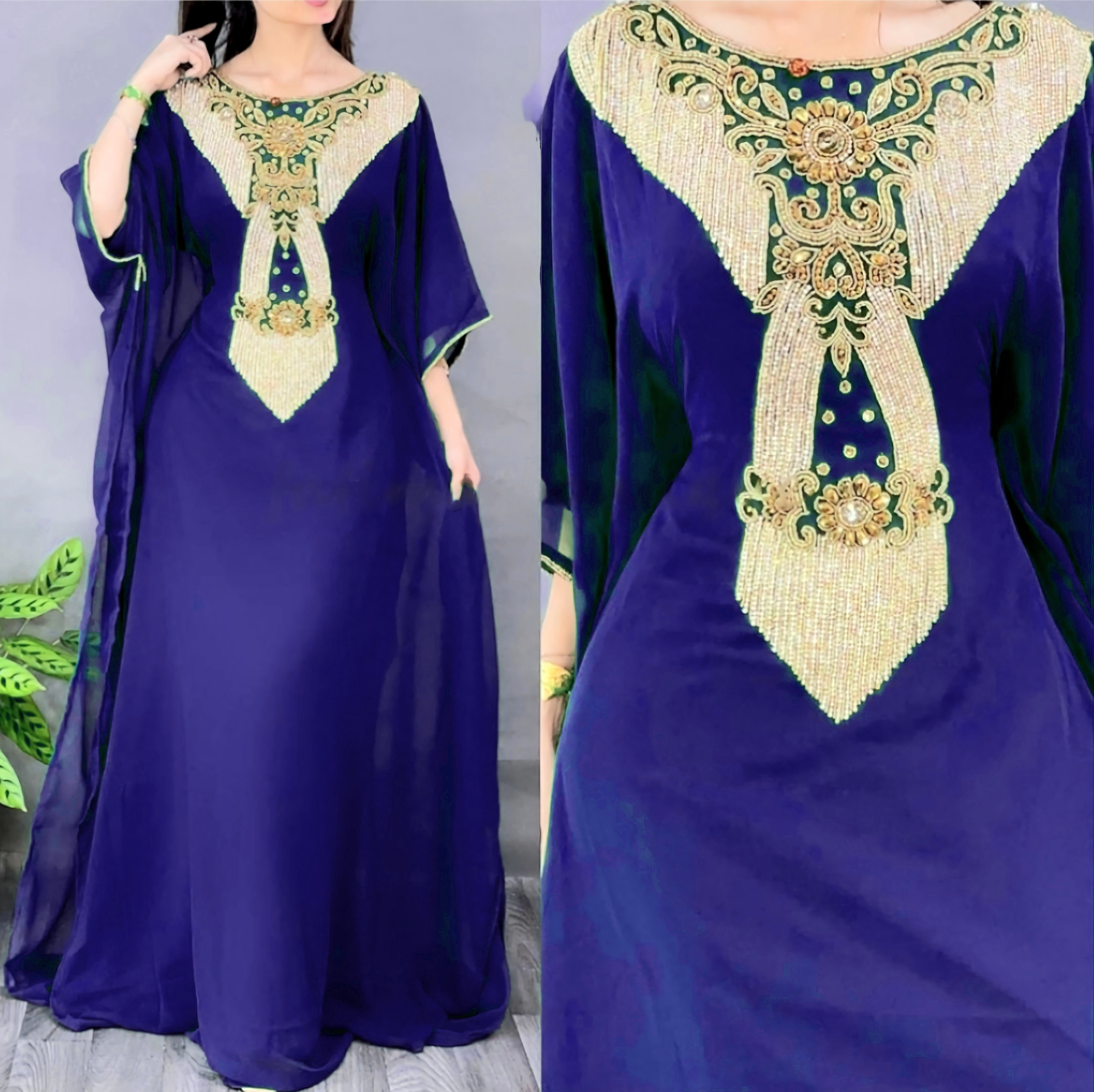 Dubai Moroccan Kaftan Arabic - Bust Size: Free Size