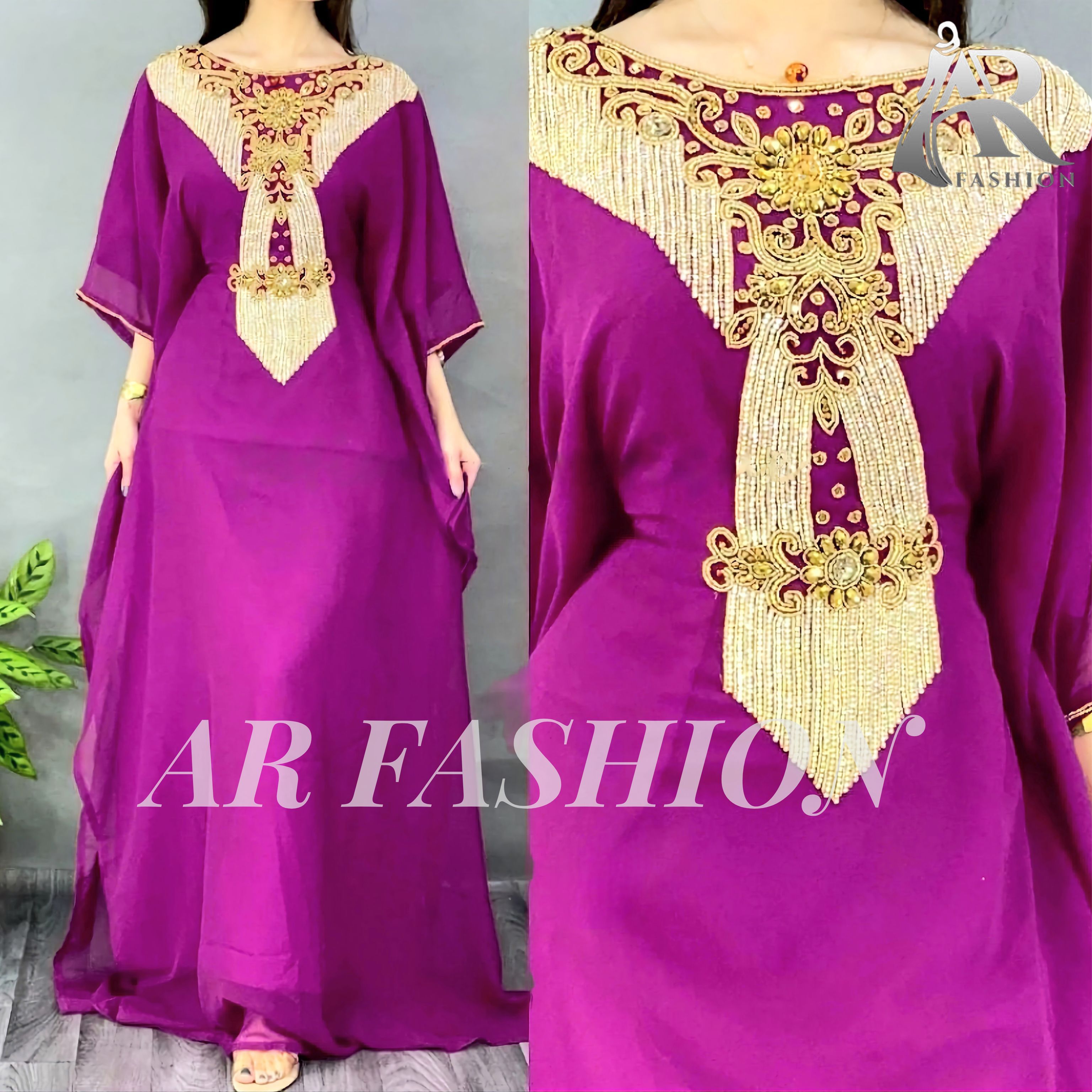 Dubai Moroccan Kaftan Arabic - Bust Size: Free Size