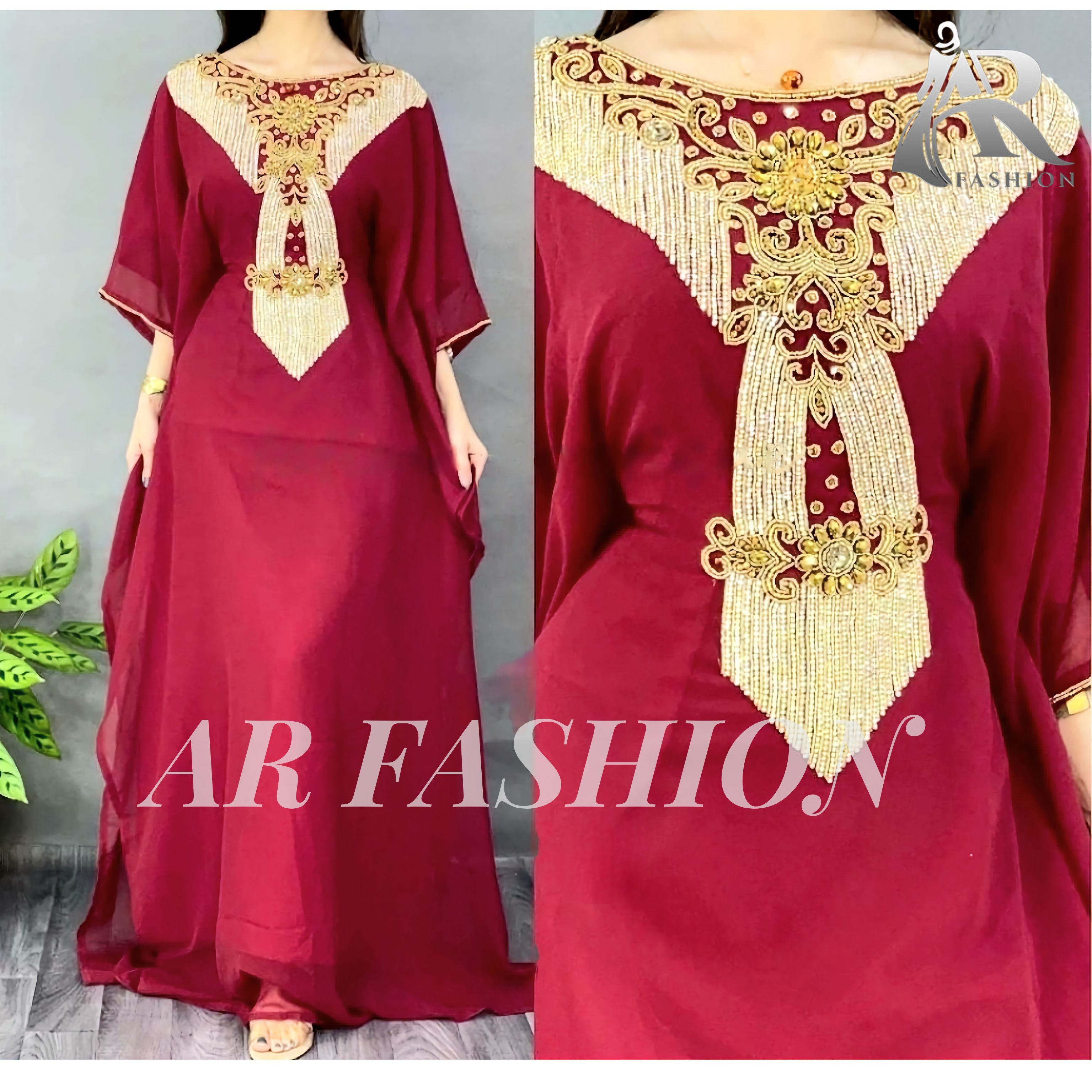 Dubai Moroccan Kaftan Arabic - Bust Size: Free Size