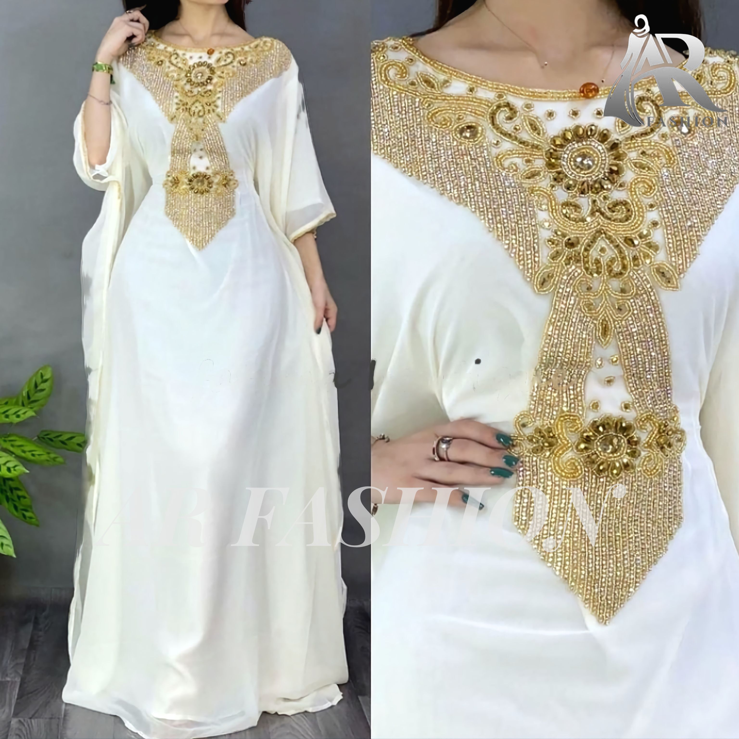 Dubai Moroccan Kaftan Arabic - Bust Size: Free Size