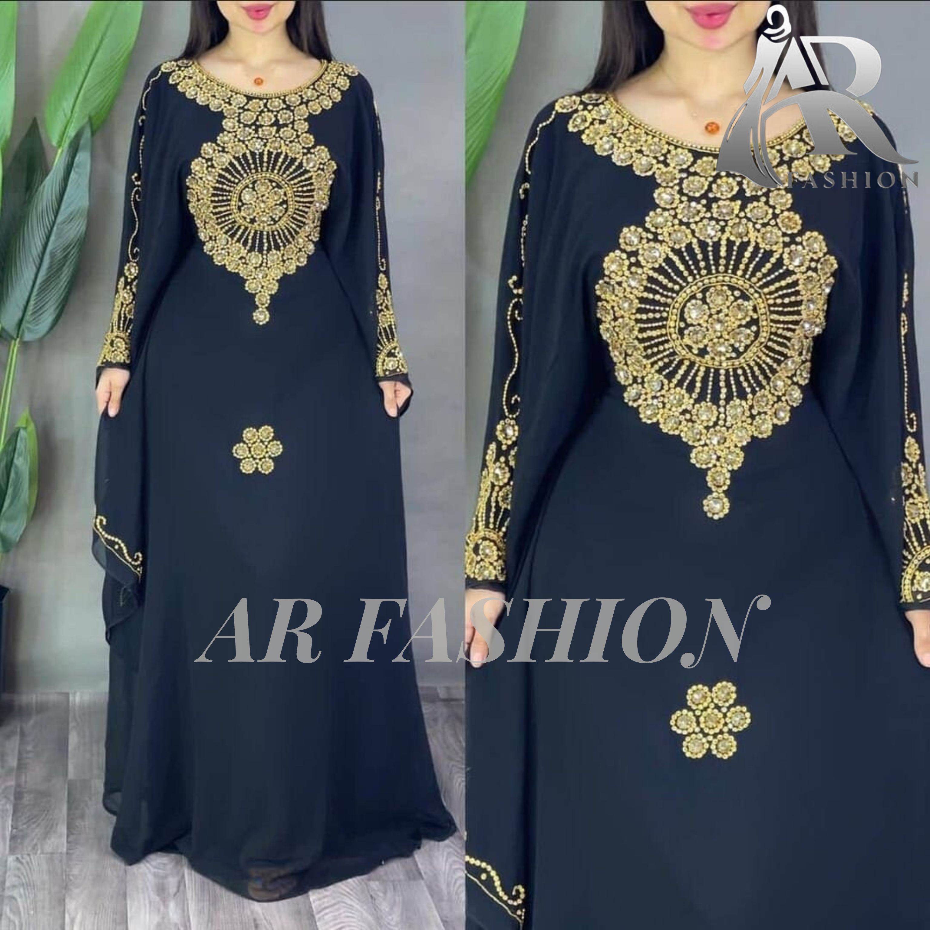 Dubai Moroccan Kaftan Arabic Abaya Fancy Hand Zari Velvet Kaftan Farasha Floor Length Party Wear - Bust Size: Free Size