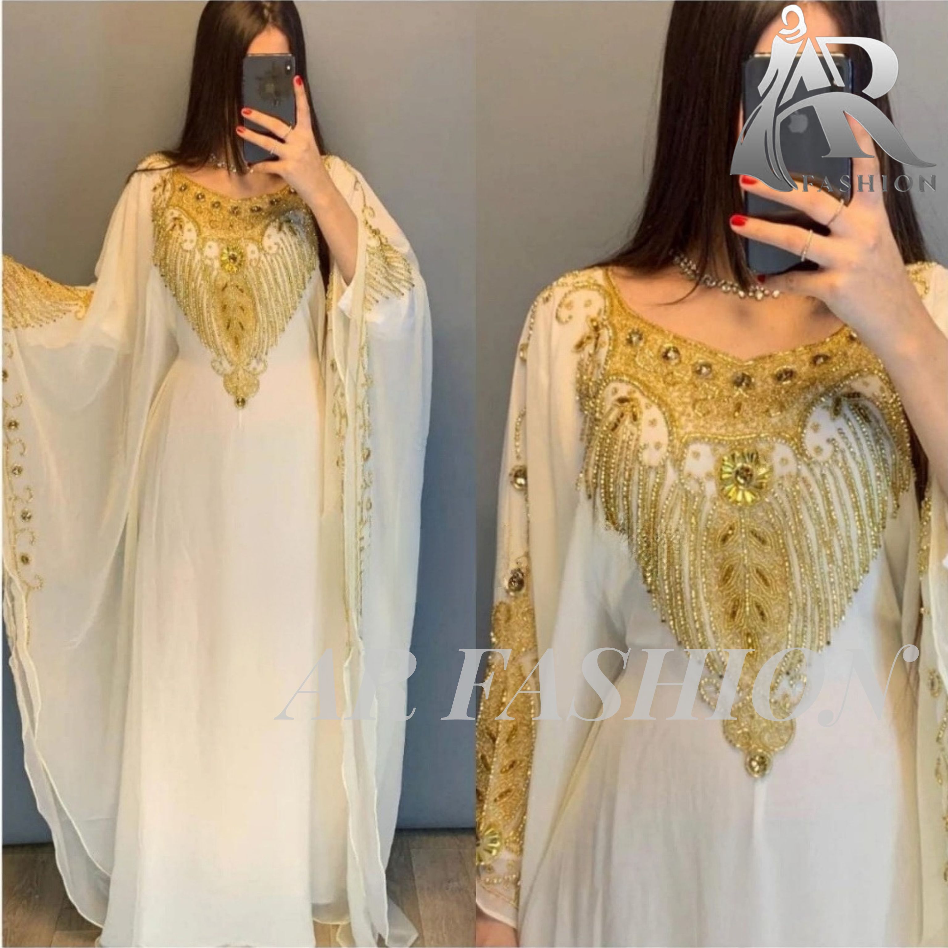 Dubai Moroccan Kaftan Arabic Abaya Fancy Hand Zari Velvet Kaftan Farasha Floor Length Party Wear Wedding Stylish - Bust Size: Free Size