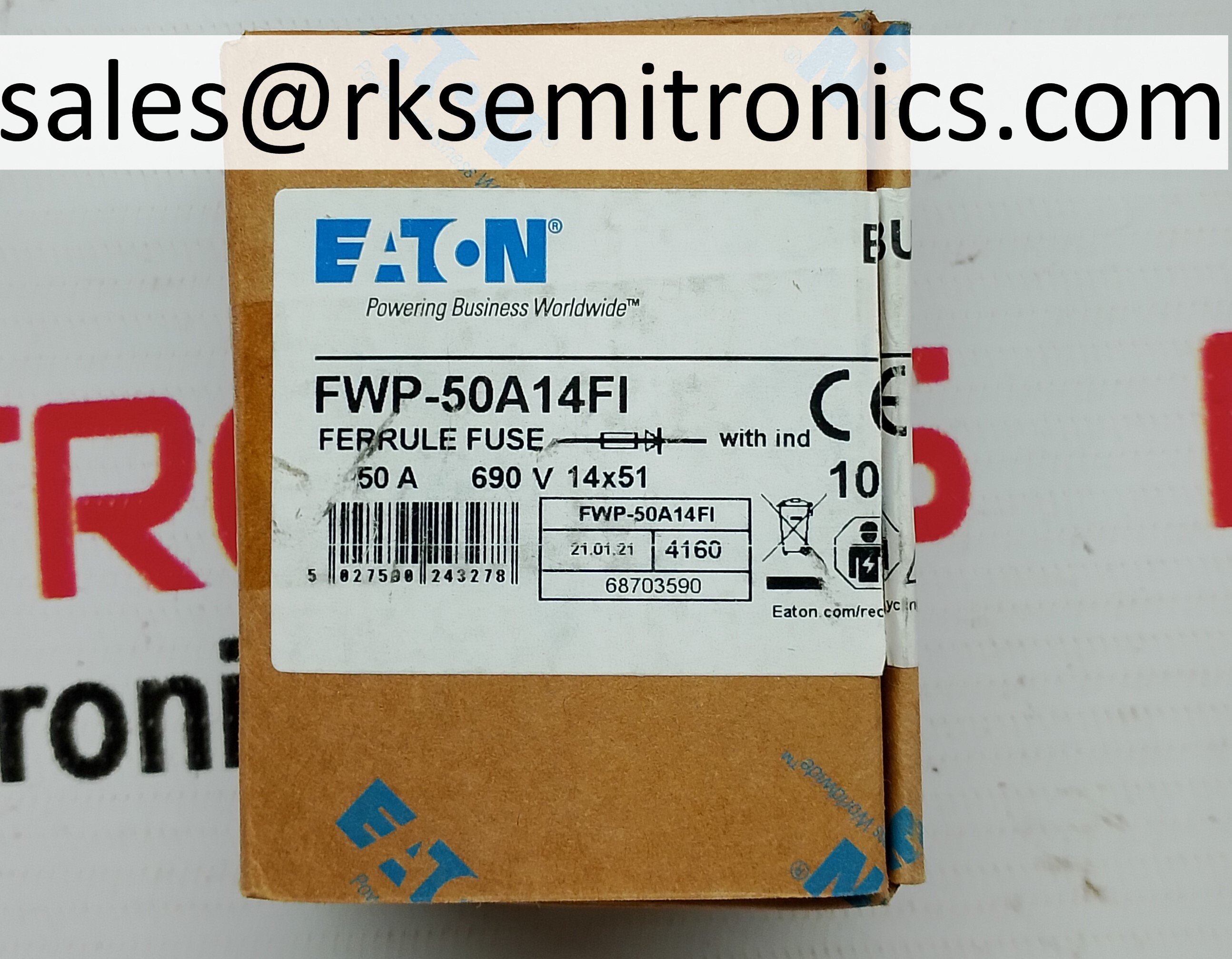 Fwp-50a14fi - Specialty Fuse 50a 800vac/800vdc | Fast Blow Clip Termination, Cartridge Style, Diameter 14.3 Mm, Length 50.8 Mm