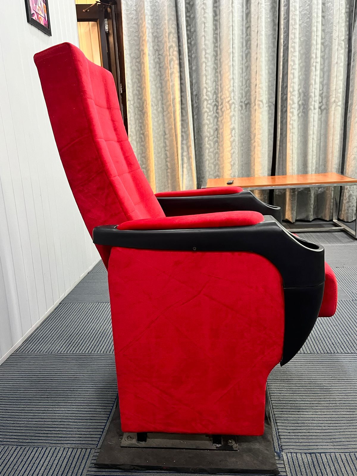 Auditorium Chair - Iron Frame Pu Cushion 42 Inch Height | Triple Layer Comfort Push Back Sliding Mechanism