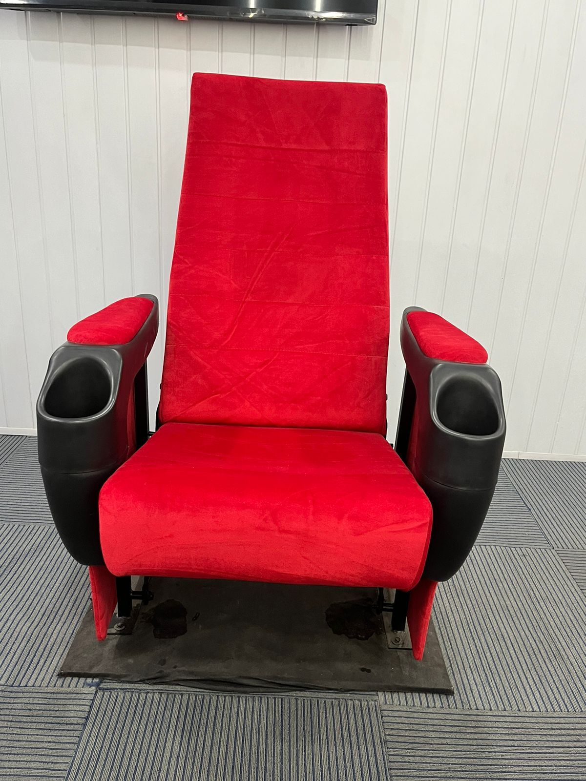 Auditorium Chair - Iron Frame Pu Cushion 42 Inch Height | Triple Layer Comfort Push Back Sliding Mechanism