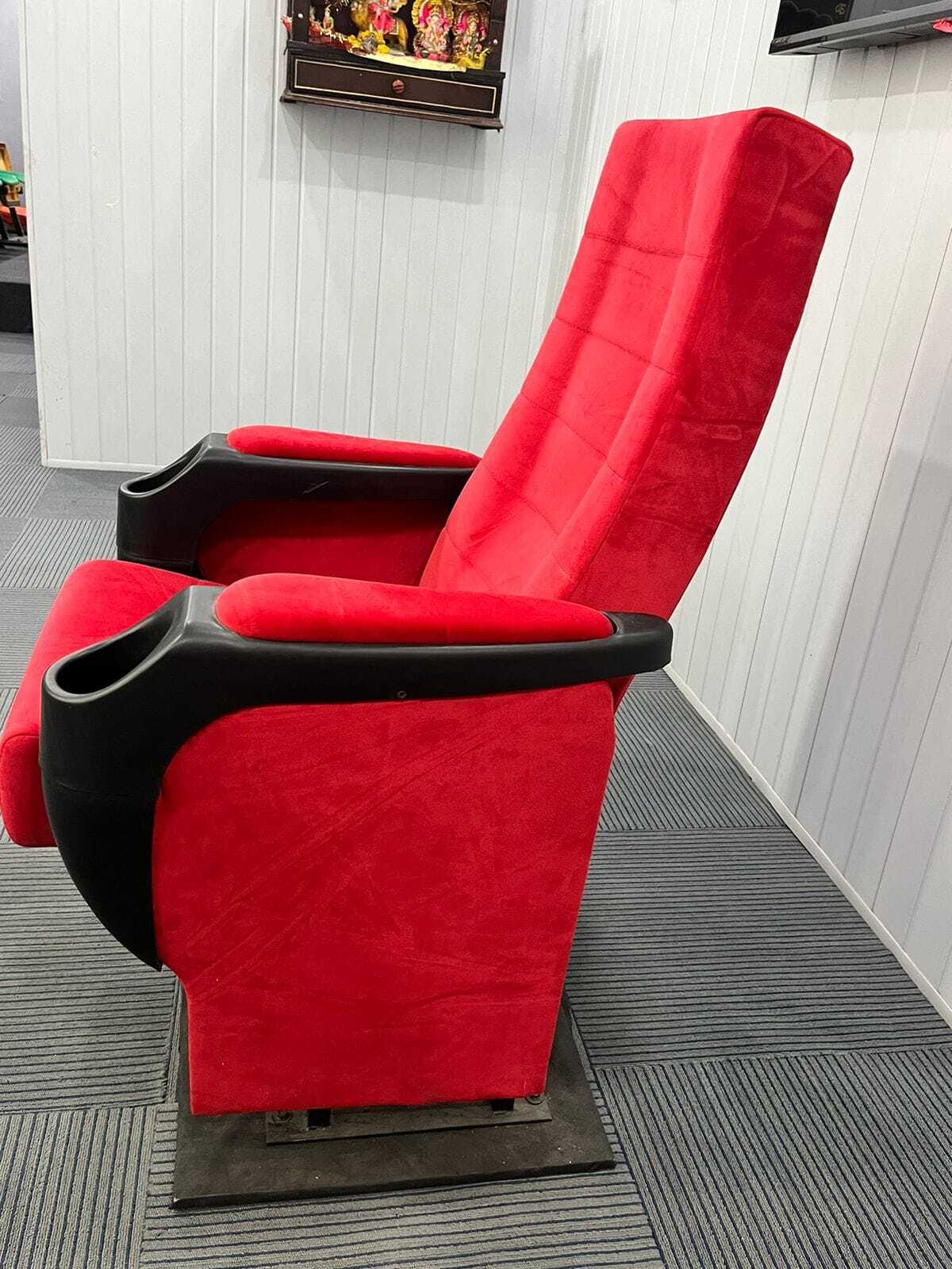 Auditorium Chair - Iron Frame Pu Cushion 42 Inch Height | Triple Layer Comfort Push Back Sliding Mechanism