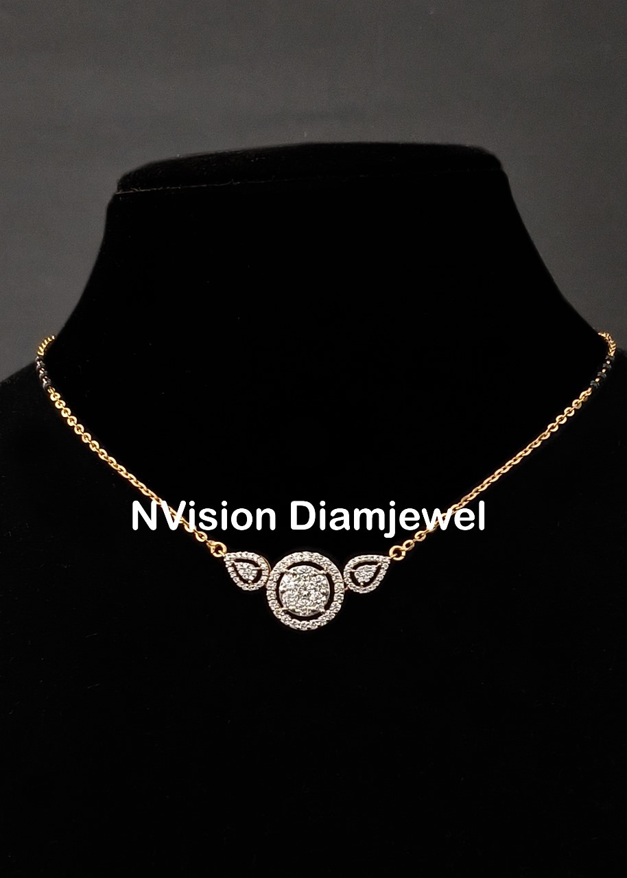 Natural Diamond Illusion Pressure Setting Solitaire Mangalsutra