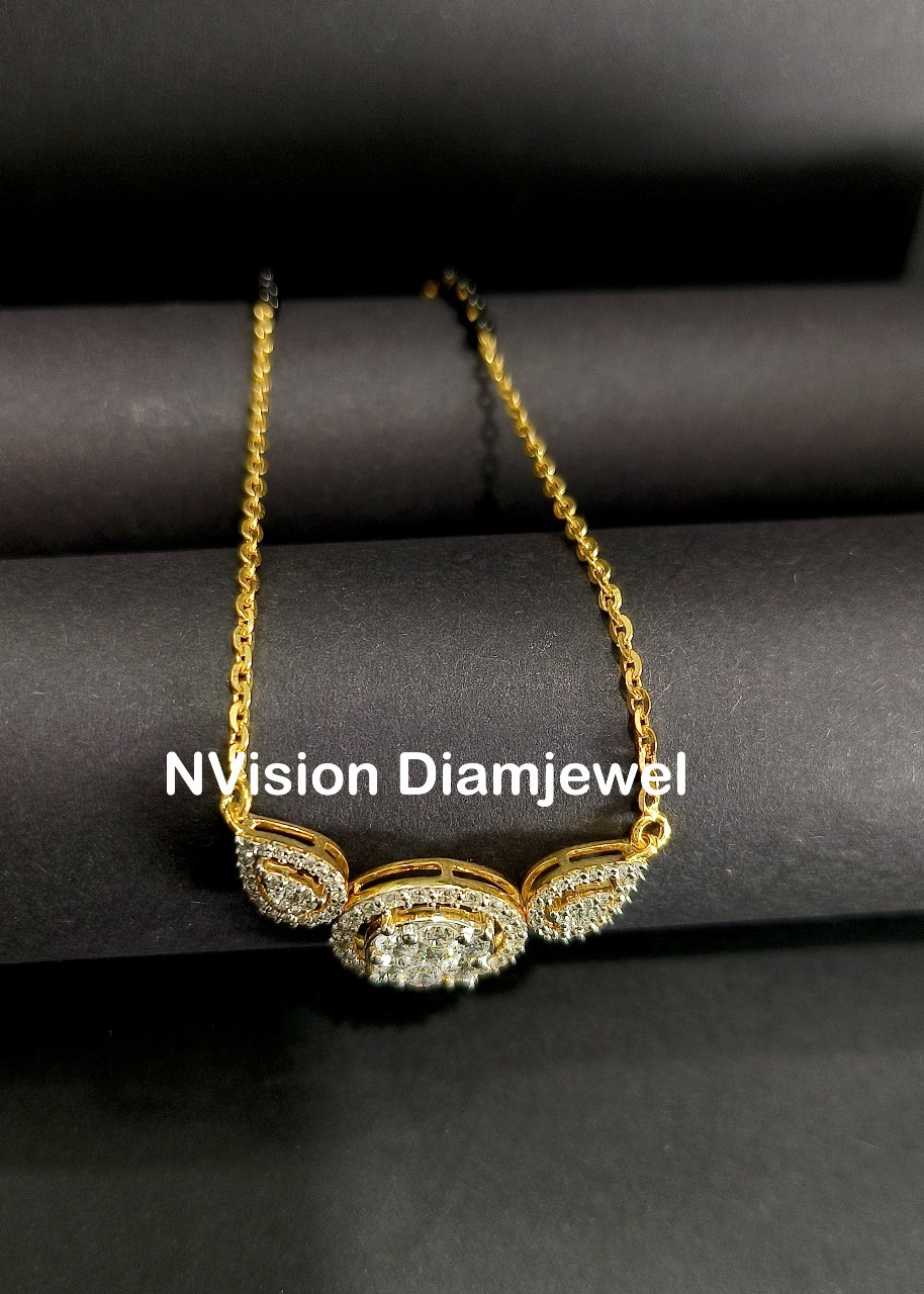 Natural Diamond Illusion Pressure Setting Solitaire Mangalsutra