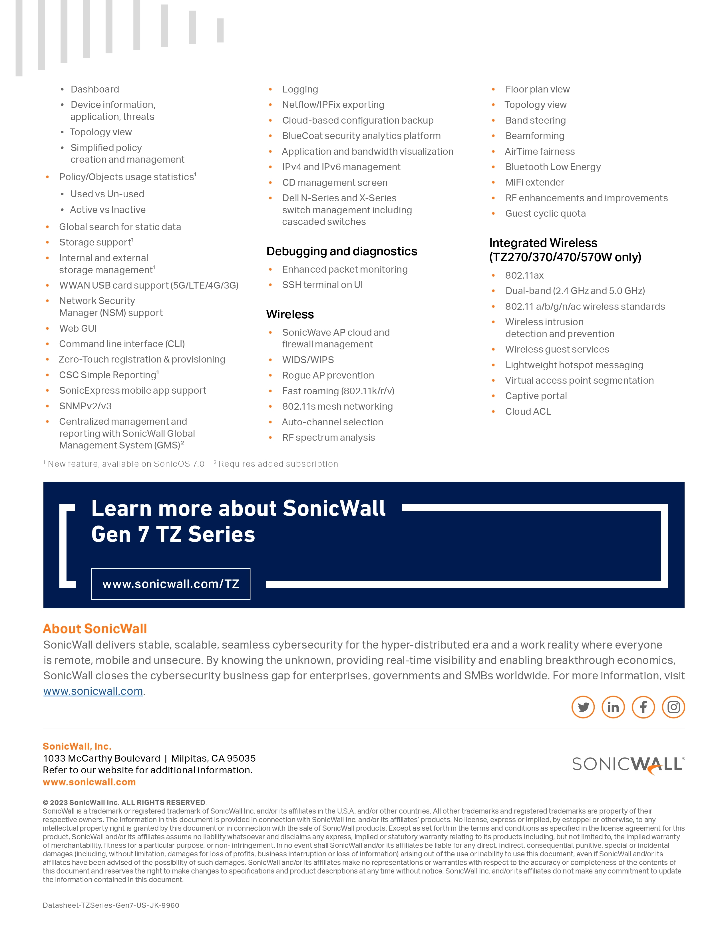 Sonicwall Tz570 Firewall - Dimension (L*w*h): 3.5x15x22.5 Centimeter (Cm)