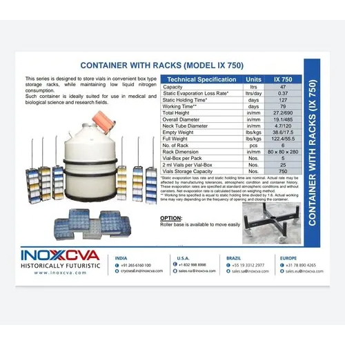 Liquid Nitrogen Samples Storage Container - Application: Storing Vials In Cryo Boxes And Cryo Racks Provided And Widely Used In R&D