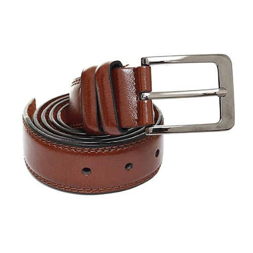 Brown Leather Belt - Genuine Leather Material, Steel Buckle Design | Durable, Versatile Accessory for Men with Warranty