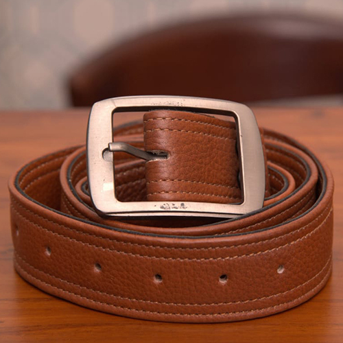 Tappered Leather Belt - Buckle Material: Steel