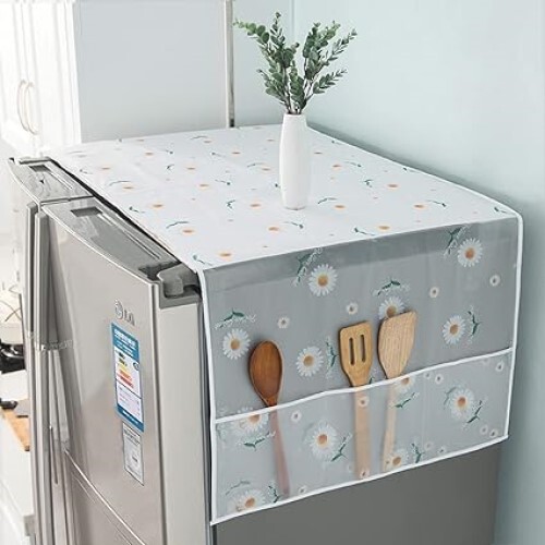 Refrigerator Fridge Dust-proof Cover - Peva Material, Multicolor, Single Cavity, Waterproof With Storage Pockets For Multiple Household Uses