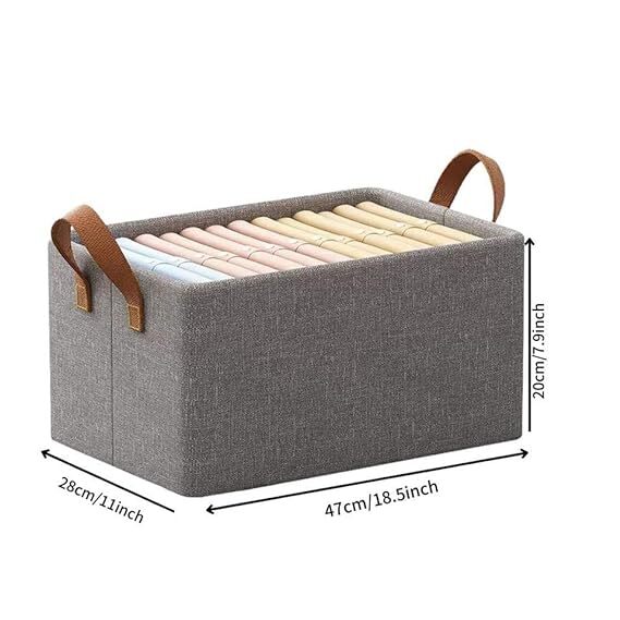 Homava Foldable Clothing Storage Bin - Fabric, Single Cavity Design, Large Size, Gray Color, Portable & Collapsible Laundry Hamper Or Toy Storage