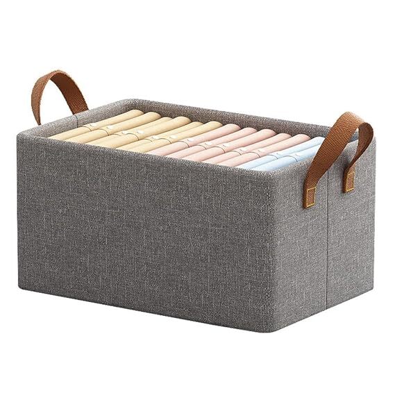Homava Foldable Clothing Storage Bin - Fabric, Single Cavity Design, Large Size, Gray Color, Portable & Collapsible Laundry Hamper Or Toy Storage
