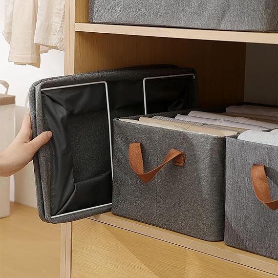Homava Foldable Clothing Storage Bin - Fabric, Single Cavity Design, Large Size, Gray Color, Portable & Collapsible Laundry Hamper Or Toy Storage