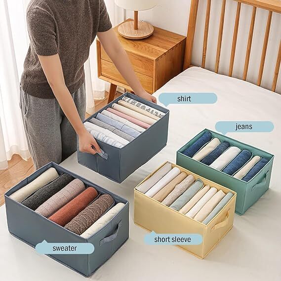 Ag E-com Flexi Fold Large Cloth Utensils Basket With Metal Frame & Handle- Grey | Space Saver Wardrobe Bin Box Organizer (Pack Of 1) (Color As Per Availability), Multi-coloured
