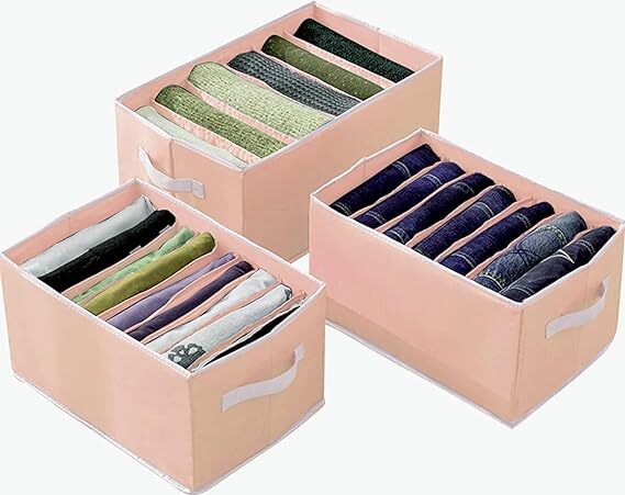 Ag E-com Flexi Fold Large Cloth Utensils Basket With Metal Frame & Handle- Grey | Space Saver Wardrobe Bin Box Organizer (Pack Of 1) (Color As Per Availability), Multi-coloured