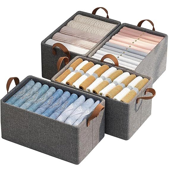 Ag E-com Flexi Fold Large Cloth Utensils Basket With Metal Frame & Handle- Grey | Space Saver Wardrobe Bin Box Organizer (Pack Of 1) (Color As Per Availability), Multi-coloured