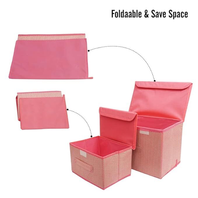 Set Of 2 Storage Basket Bins Non-woven Wardrobe Closet Organizer Foldable Drawer Rectangular Stackable