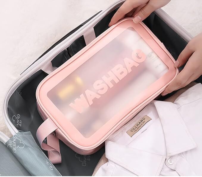 Ameedarshan Clear Travel 16 Cms Toiletries Bag - Pvc Waterproof Cosmetic Makeup Wash Bag Multicolor Portable Organizer Case For Women