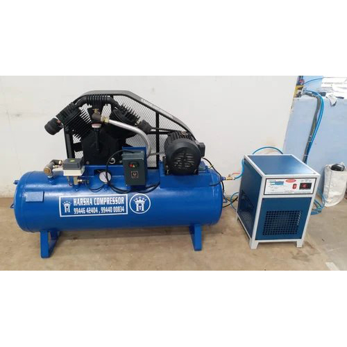 10 HP Air Compressor - 500 Liters Capacity, 40 CFM Flow Rate, 12 Bar Pressure, Automatic Control, Low Noise, Oil Lubricated, 3 Phase