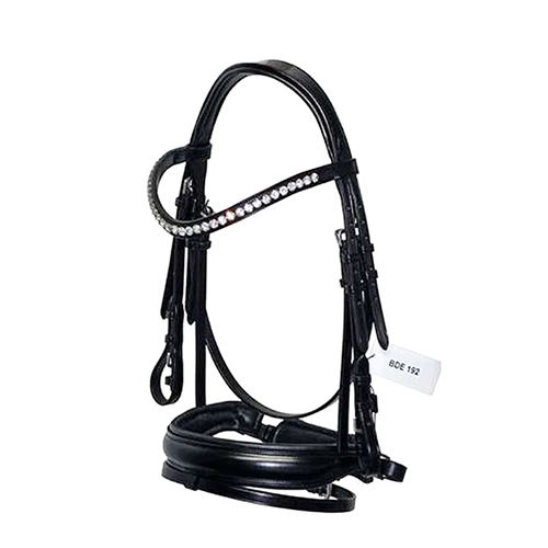 English Black Leather Diamante Bridle Application: Horse Riding
