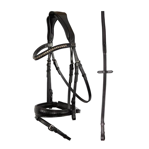 English Black Leather Diamante Bridle Application: Horse Riding