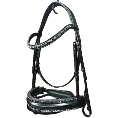 English Leather Diamante Bridle With Softy Padded - Application: Horse Riding