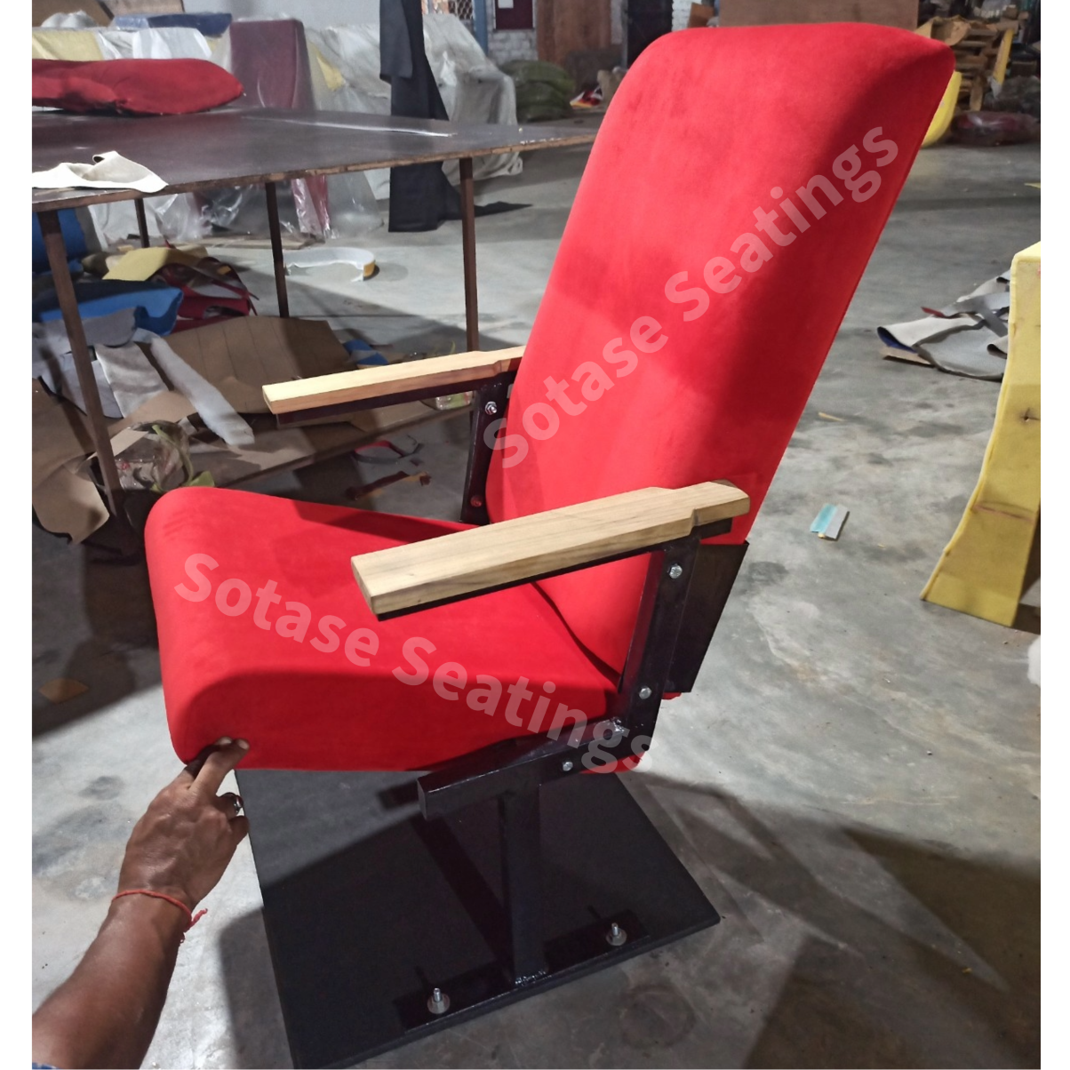 Sotase Tip-up Iron Structure Auditorium Chair - Upholstered Fabric, 21 Inch Width | Customizable Size, Color & Style For Cinema And Stadium Seating