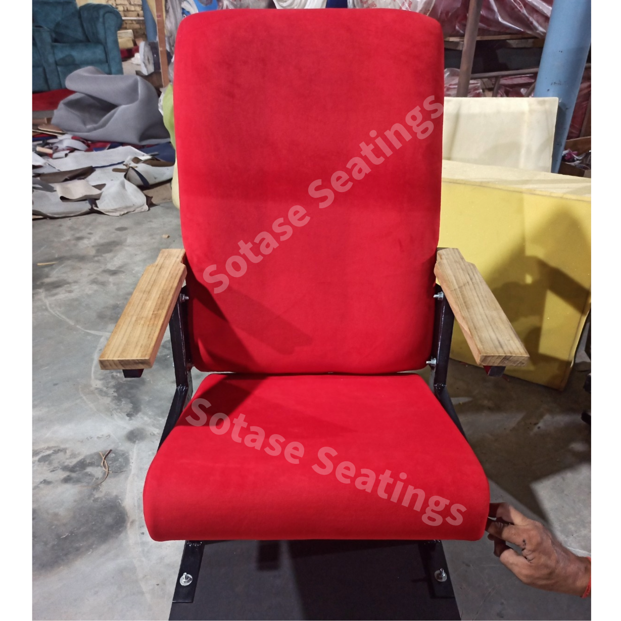 Sotase Tip-up Iron Structure Auditorium Chair - Upholstered Fabric, 21 Inch Width | Customizable Size, Color & Style For Cinema And Stadium Seating