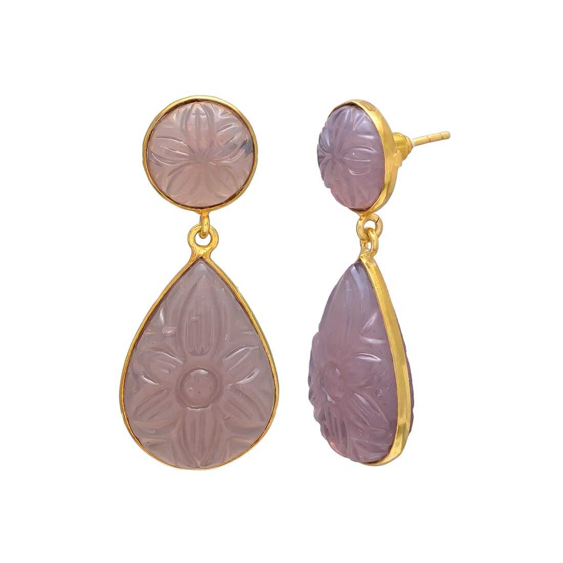 Dyed Ruby Gemstone Drop Earrings - Alloy Material, Free Size, Gold-plated Brass Finish | Unisex Design For Anniversary, Engagement, Gift, Party