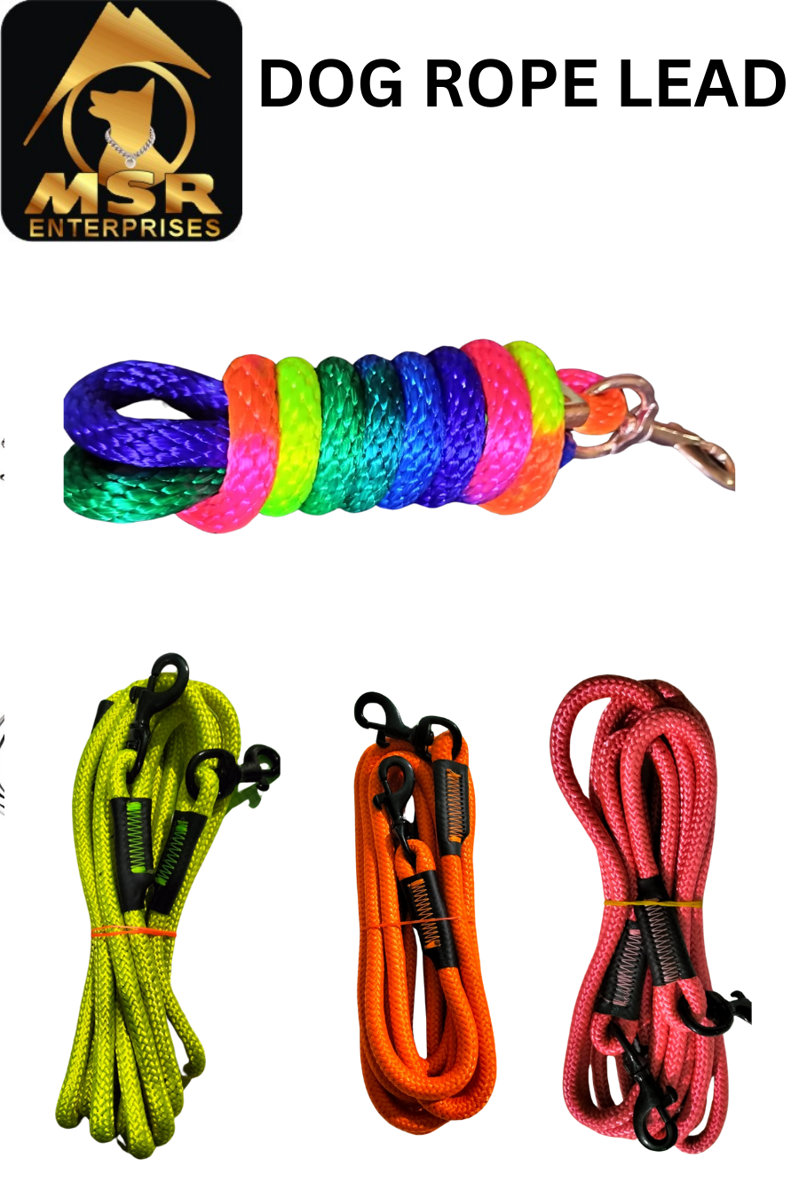 Dog Rainbow Rope With Rubber Handle - 15mm | Multicolor Durable Nylon, Ideal For Training And Outdoor Activities
