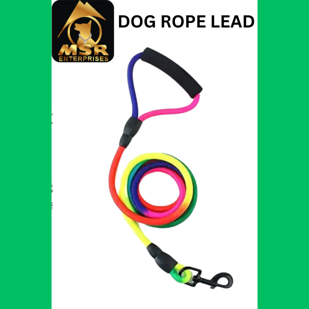 Dog Rainbow Rope With Rubber Handle - 15mm | Multicolor Durable Nylon, Ideal For Training And Outdoor Activities