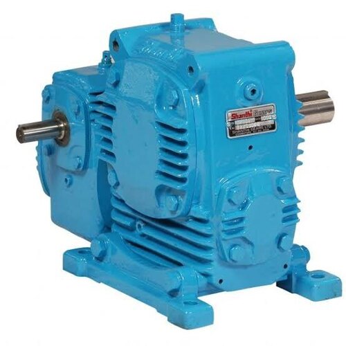 Double Reduction Worm Gearbox - Cast Iron Material, 1500 RPM Input Speed, Striking Blue Finish | Efficient Worm Gearing Arrangement, High Torque Management