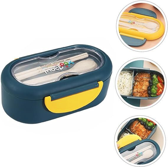 Lifkome Food Container - Wheat Straw Material, Single Cavity, Multicolor | Microwave Safe Lunch Box Set For Office Meals