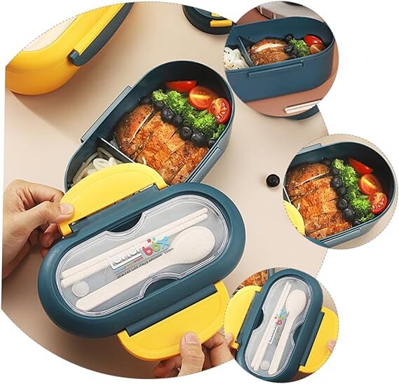 Lifkome Food Container - Wheat Straw Material, Single Cavity, Multicolor | Microwave Safe Lunch Box Set For Office Meals