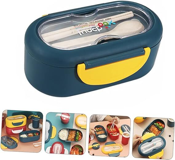 Lifkome Food Container - Wheat Straw Material, Single Cavity, Multicolor | Microwave Safe Lunch Box Set For Office Meals