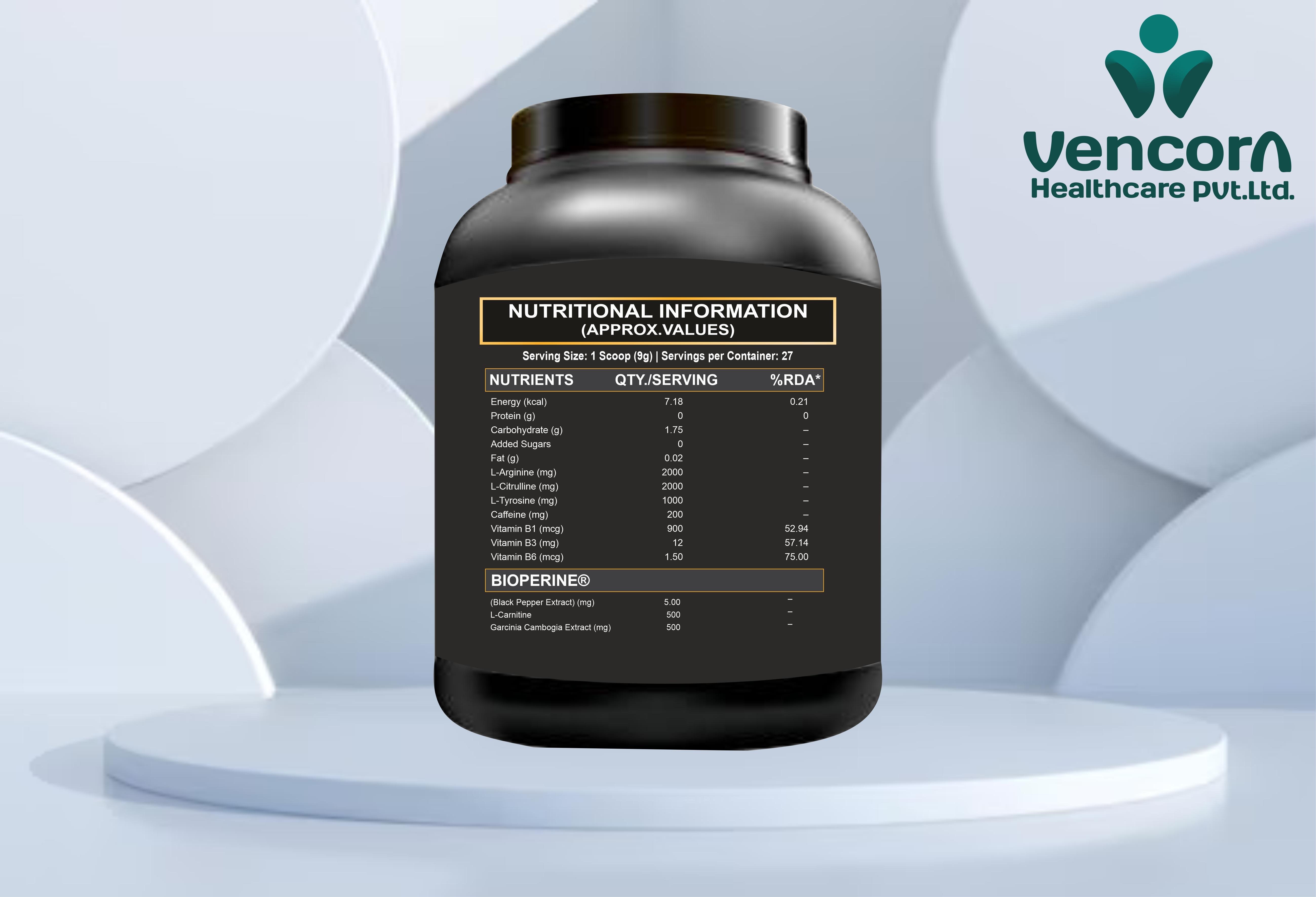 Pre/post Workout-10 - Customized Flavor Powder | Focus, Energy Boost, Improved Performance, 36-month Shelf Life