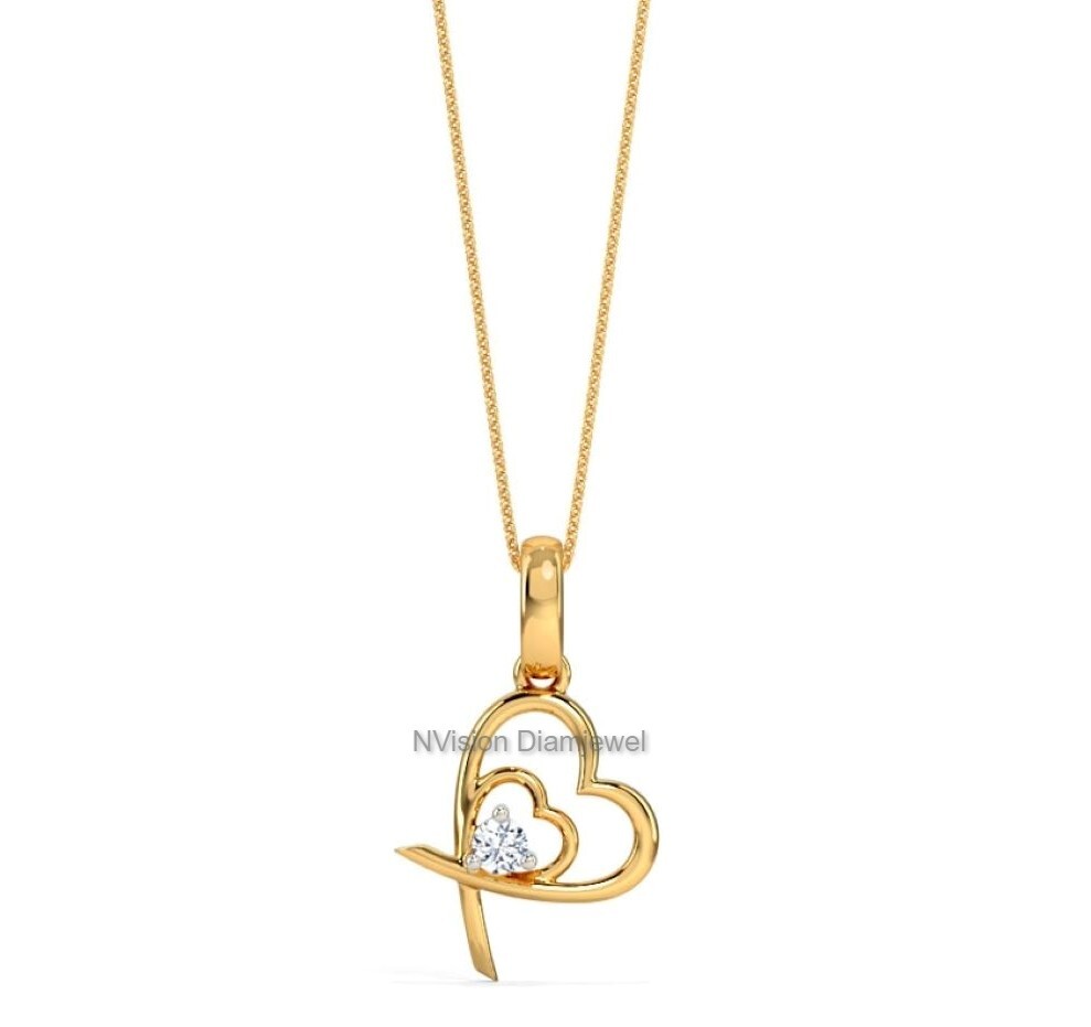 Real Diamond Kids Pendant - 18kt Yellow Gold, 0.03 Carat Round Brilliant Cut Si1 Clarity | Custom Made, Conflict Free, Certified Excellence, Ethical Sourcing