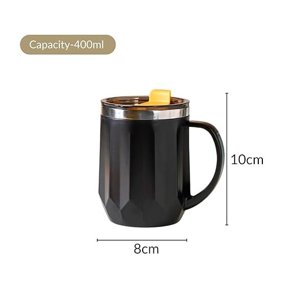 Mitsico Tea Coffee Time Unbreakable Hot Insulated Double Wall Plastic Stainless Steel Mug - Standard Size, Cream Color, Single Cavity Design