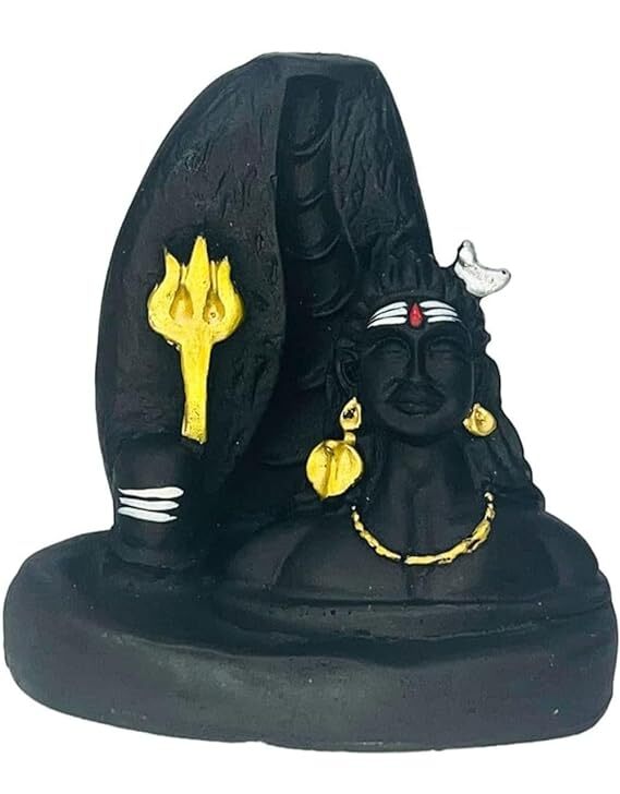 Rani Nain Creation Lord Shiva Mahadev Adiyogi Statue Smoke Backflow Holder Idol - Black, Single Cavity, Household Use, Includes 20 Smoke Cones