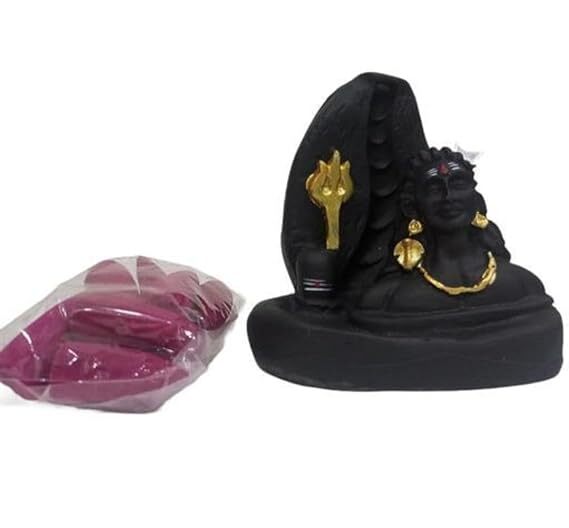 Rani Nain Creation Lord Shiva Mahadev Adiyogi Statue Smoke Backflow Holder Idol - Black, Single Cavity, Household Use, Includes 20 Smoke Cones