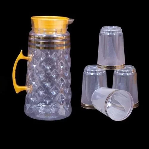 1.5L Plastic Water Jug Set - BPA-Free Plastic, Medium Size, Glossy Finish, Multiple Color Options | Ergonomic Handle for Easy Grip & Pouring