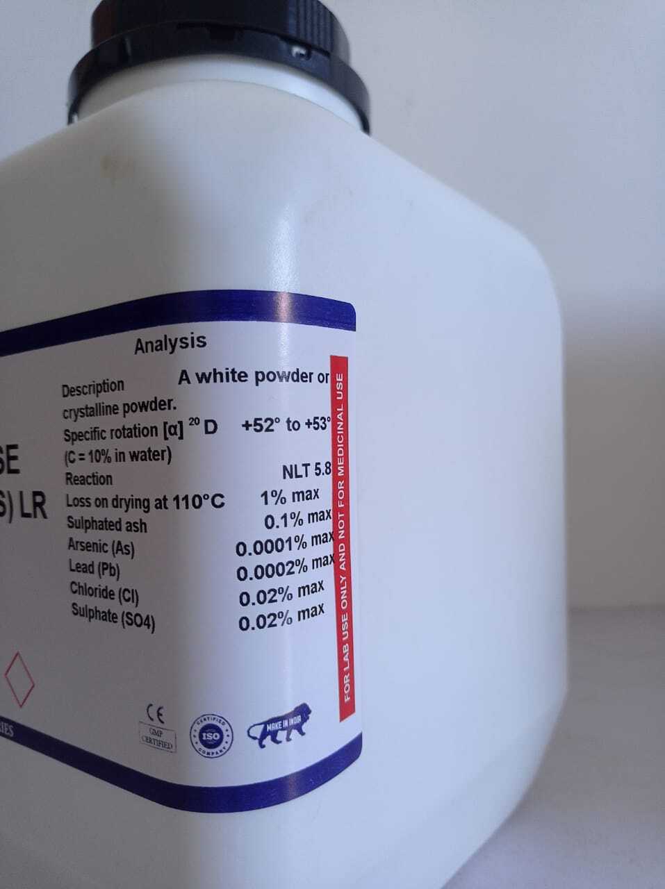 Dextrose Anhydrous Purified Lr (5 Kg) - Chemical Formula: C6h12o6, Molecular Weight: 180.16 G/mol | Food Grade, Fast Dissolving, High Purity, Easy Storage, Versatile