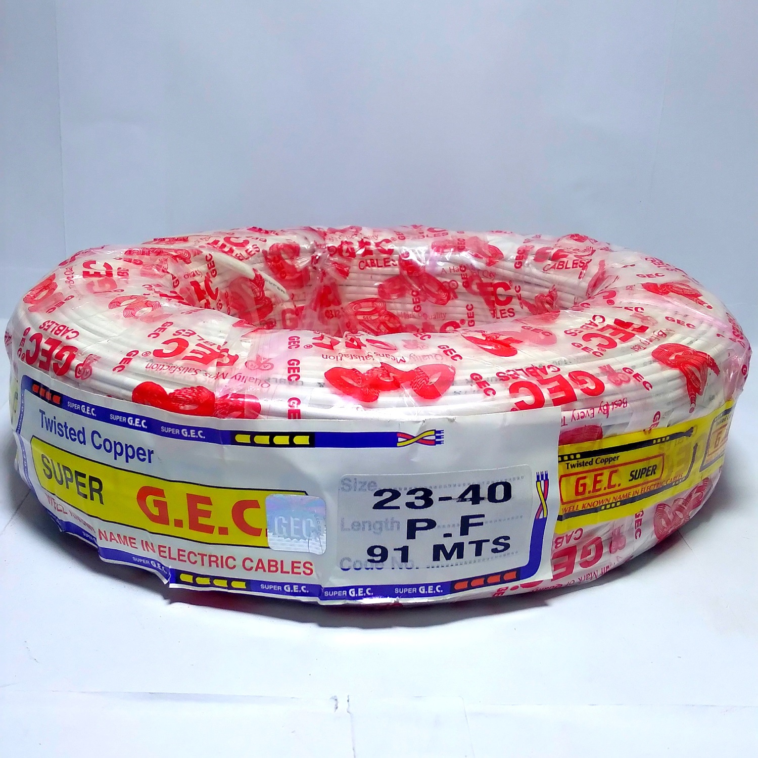 23/40 Parallel Flat Copper Wire 91 Mtr (White) Insulation Material: Best Pvc