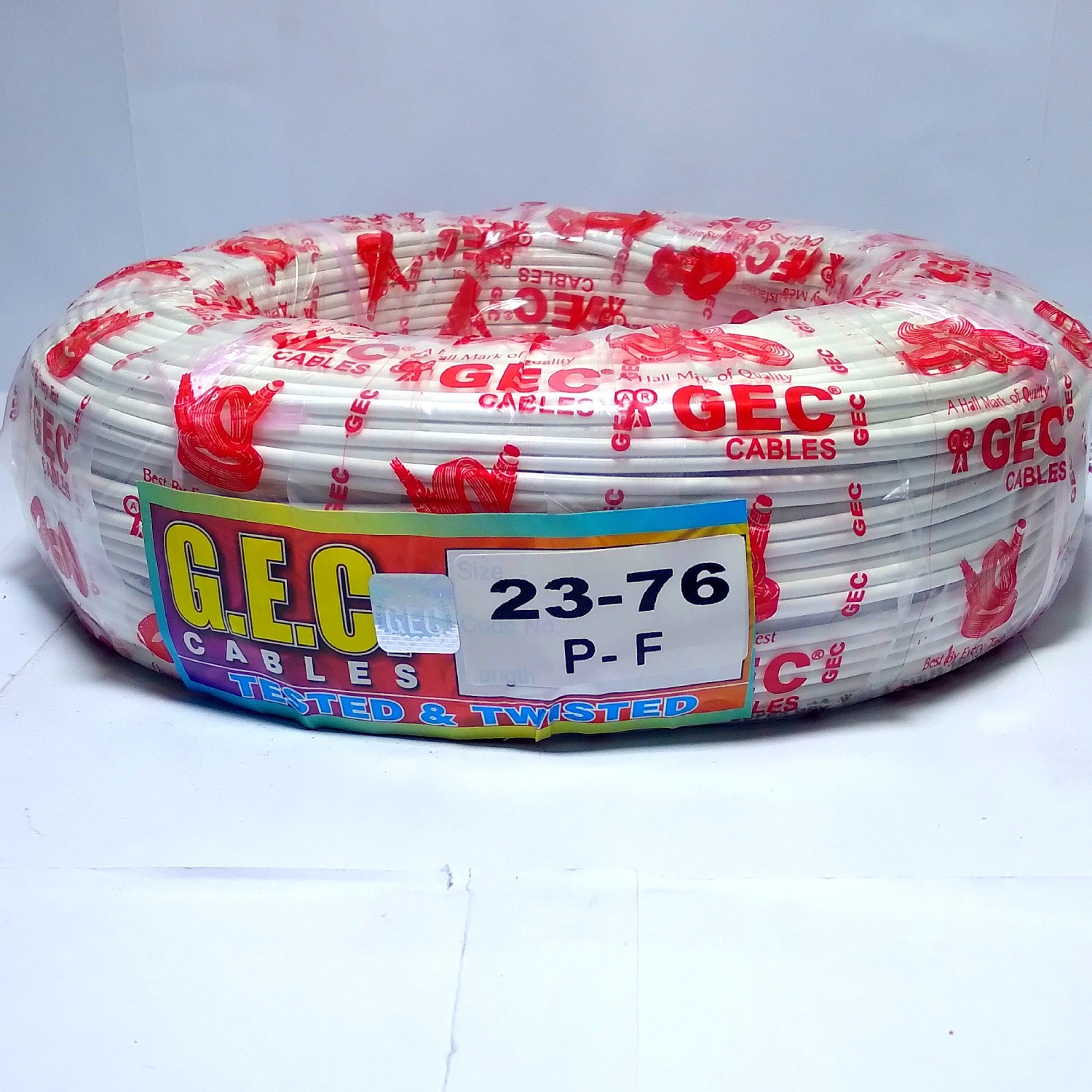 White 23/76 Parallel Flat Copper Wire 82 Mtr (White)