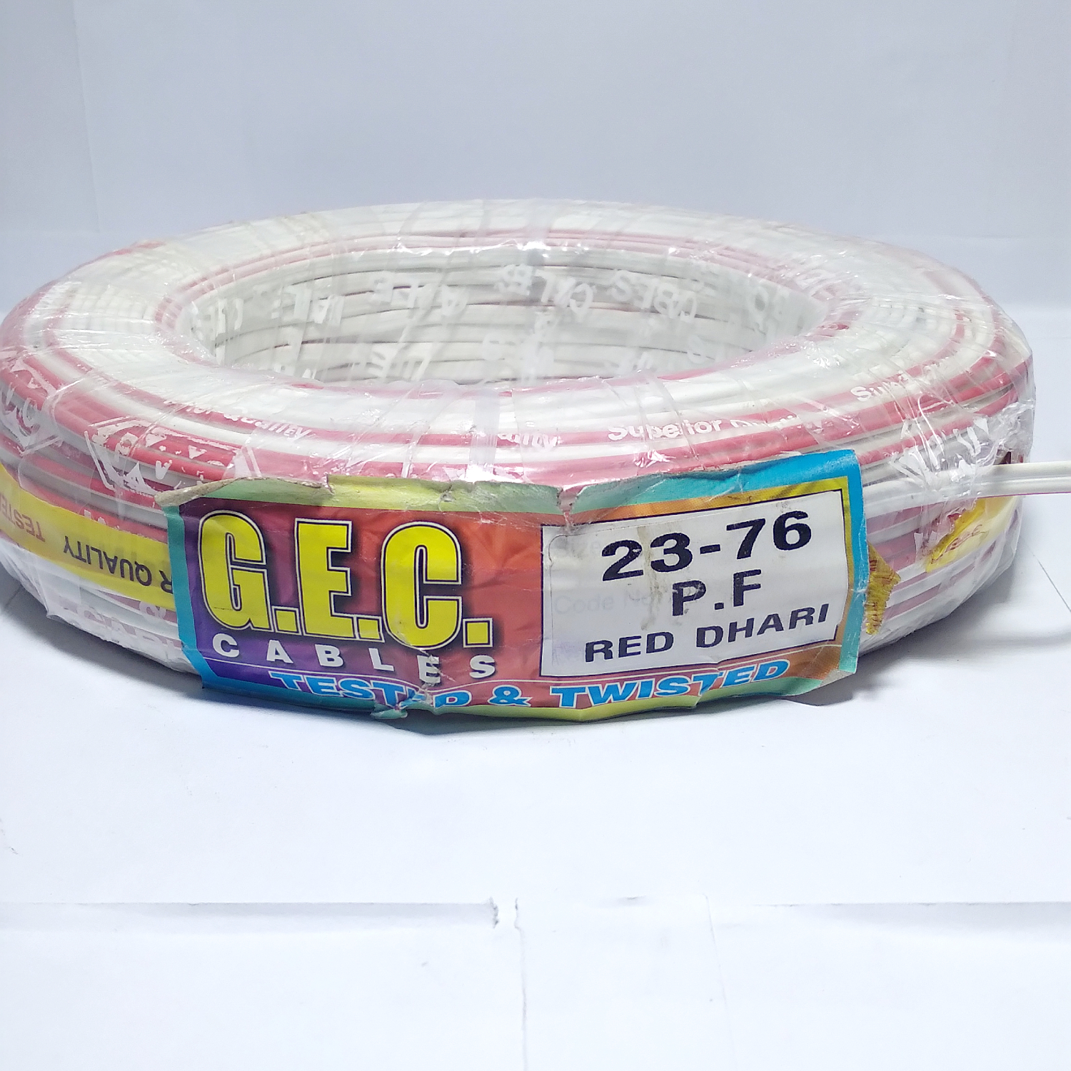 White 23/76 Parallel Flat Copper Wire 67 Mtr (Red Dhari)